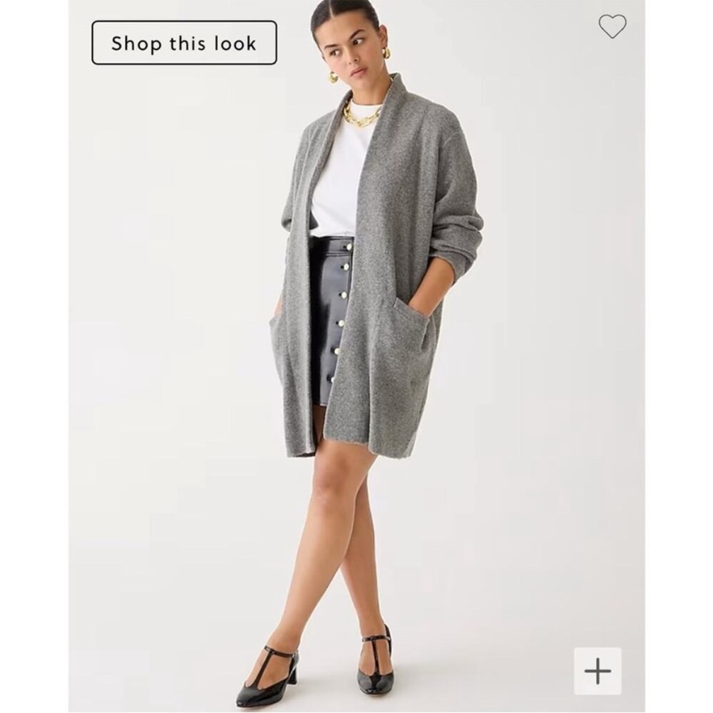 J. Crew Heather Graphite Open Front Oversized Cocoon Sweater Blazer Large BV772